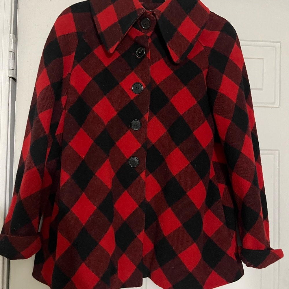 George Reich vintage jacket made in France Paris  Red and Black Plaid Jacket